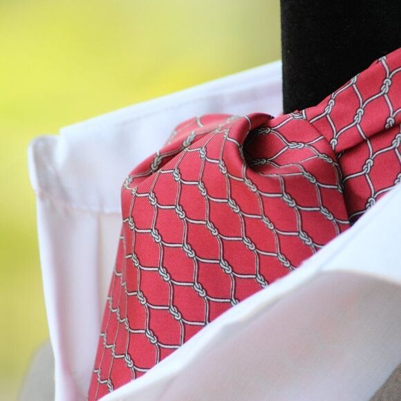 Men's Cravat Ascot 100%silk Gift Box A091 Red Ornament Print - Picture 8 of 11